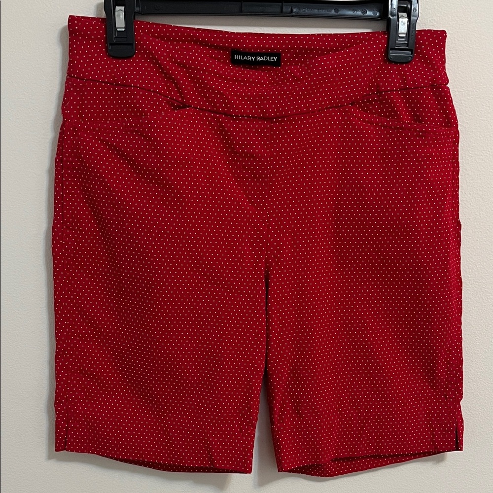 Hilary Radley Bermuda Shorts Size Medium Red White Polka Dots Stretchy